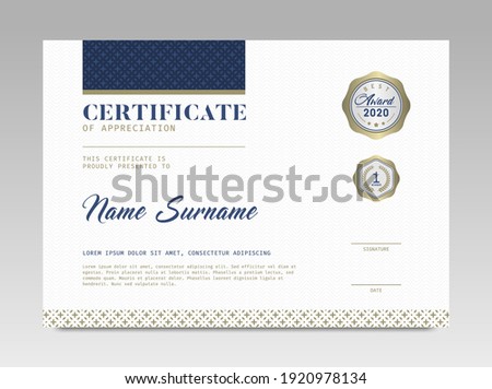 Modern Design Certificate. Certificate template awards diploma background vector modern design simple elegant and luxurious elegant. layout horizontal in A4 size 