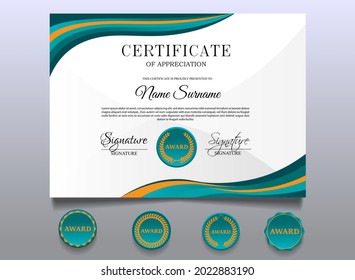 Modern design certificate template with four color