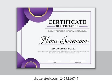 Modern design certificate template with simple elegant and luxurious.