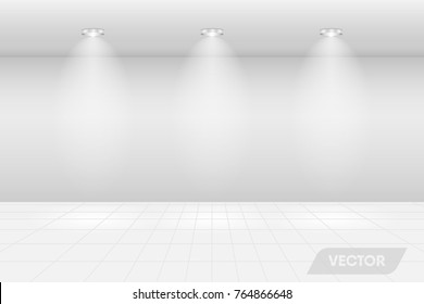 Modern design and color tone of interior gallery hall., Vector, Illustration.