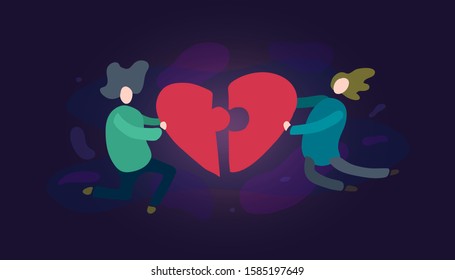 Modern design colorful vector illustration concept for relationship, non-profit organization, work of volunteers isolated on bright background