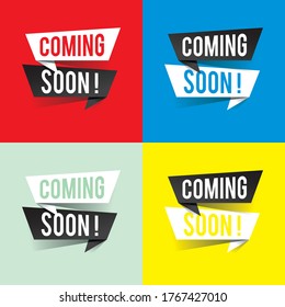 Modern design coming soon text on speech bubbles concept. Vector illustration