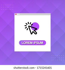 Modern design of computer window with cursor icon to attract visitors