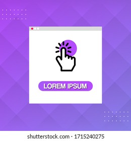 Modern design of computer window with hand click icon to attract visitors