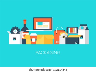 Modern Design Concept Of Flat Package Elements.