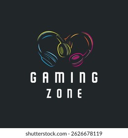 modern design concept of gamer headset logo, music headset for gamers esport illustration of game product templet symbol, shop, business brand, game team, with modern minimalist silhouette 