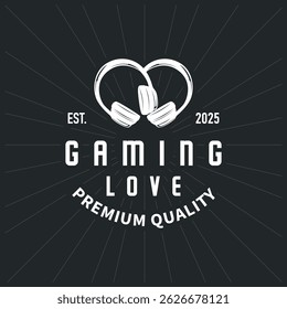 modern design concept of gamer headset logo, music headset for gamers esport illustration of game product templet symbol, shop, business brand, game team, with modern minimalist silhouette 