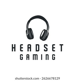 modern design concept of gamer headset logo, music headset for gamers esport illustration of game product templet symbol, shop, business brand, game team, with modern minimalist silhouette 