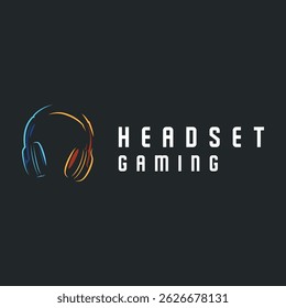 modern design concept of gamer headset logo, music headset for gamers esport illustration of game product templet symbol, shop, business brand, game team, with modern minimalist silhouette 