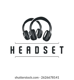 modern design concept of gamer headset logo, music headset for gamers esport illustration of game product templet symbol, shop, business brand, game team, with modern minimalist silhouette 