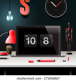 Modern design concept office workspace, vector illustration. 