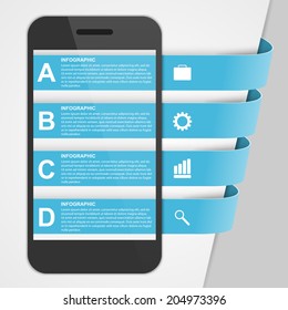 Modern design creative infographic with mobile phone. Vector illustration.