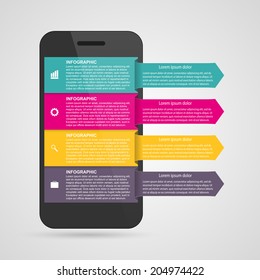 Modern design creative infographic with mobile phone. Vector illustration.