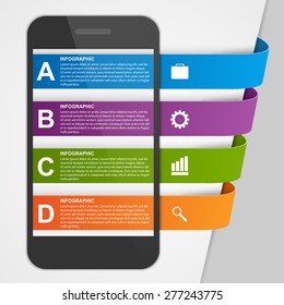 Modern design creative infographic with mobile phone. Vector illustration.