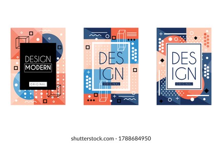 Diseño moderno Conjunto de Plantillas Creativas, Cubierta Geométrica Resumen, Tarjeta, Fondo, Afiche, Ilustración de vectores de pancartas