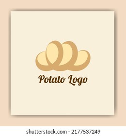 The modern design of the cut Potato logo in two colors, cream, and dark gold 