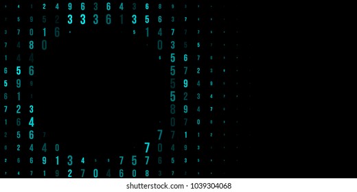 A modern design for digital wallpaper design. Concept business background. Abstract technical background of neon numbers on black. Illustration of the concept of a hacker. Computer code data. Vector.