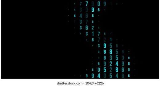 A modern design for digital wallpaper design. Concept business background. Abstract technical background of neon numbers on black. Illustration of the concept of a hacker. Computer code data. Vector.