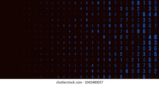 A modern design for digital wallpaper design. Concept business background. Abstract technical background of blue numbers on black. Illustration of the concept of a hacker. Computer code data. Vector.