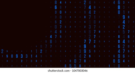A modern design for digital wallpaper design. Concept business background. Abstract technical background of blue numbers on black. Illustration of the concept of a hacker. Computer code data. Vector.