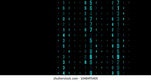 A modern design for digital wallpaper design. Concept business background. Abstract technical background of neon numbers on black. Illustration of the concept of a hacker. Computer code data. Vector.