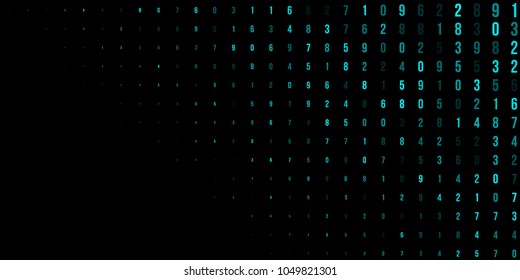 A modern design for digital wallpaper design. Concept business background. Abstract technical background of neon numbers on black. Illustration of the concept of a hacker. Computer code data. Vector.