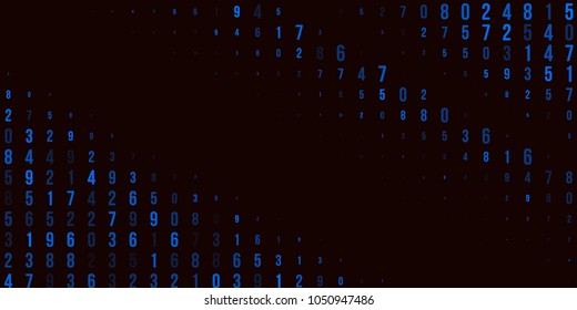 A modern design for digital wallpaper design. Concept business background. Abstract technical background of blue numbers on black. Illustration of the concept of a hacker. Computer code data. Vector.