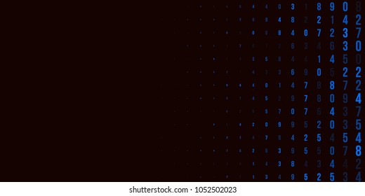 A modern design for digital wallpaper design. Concept business background. Abstract technical background of blue numbers on black. Illustration of the concept of a hacker. Computer code data. Vector.