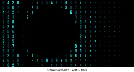 A modern design for digital wallpaper design. Concept business background. Abstract technical background of neon numbers on black. Illustration of the concept of a hacker. Computer code data. Vector.