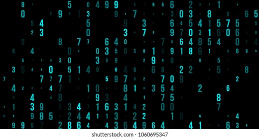 A modern design for digital wallpaper design. Concept business background. Abstract technical background of neon numbers on black. Illustration of the concept of a hacker. Computer code data. Vector.