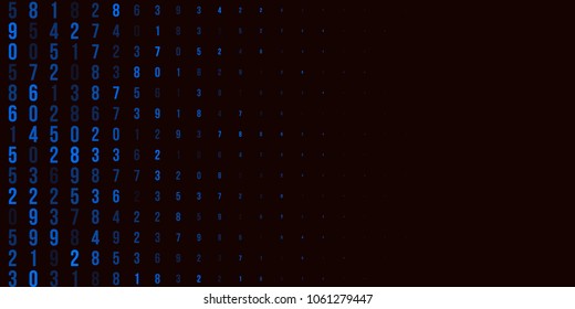 A modern design for digital wallpaper design. Concept business background. Abstract technical background of blue numbers on black. Illustration of the concept of a hacker. Computer code data. Vector.