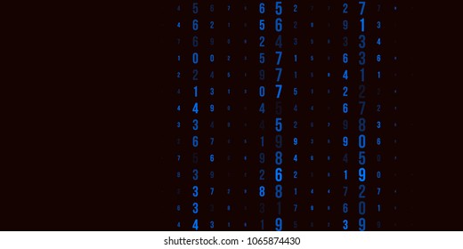 A modern design for digital wallpaper design. Concept business background. Abstract technical background of blue numbers on black. Illustration of the concept of a hacker. Computer code data. Vector.