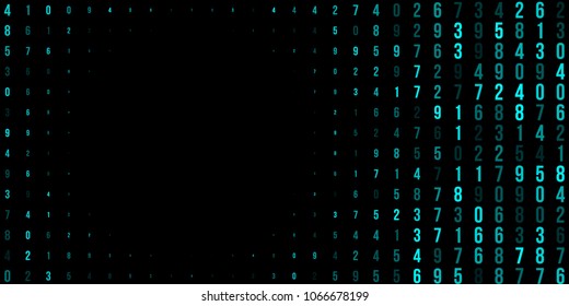 A modern design for digital wallpaper design. Concept business background. Abstract technical background of neon numbers on black. Illustration of the concept of a hacker. Computer code data. Vector.