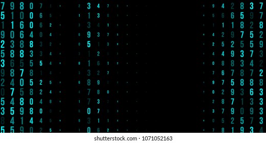 A modern design for digital wallpaper design. Concept business background. Abstract technical background of neon numbers on black. Illustration of the concept of a hacker. Computer code data. Vector.