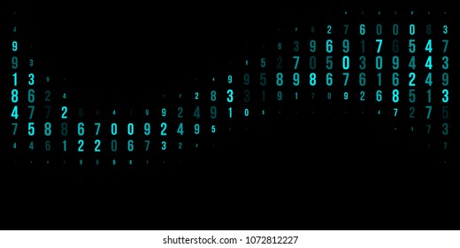 A modern design for digital wallpaper design. Concept business background. Abstract technical background of neon numbers on black. Illustration of the concept of a hacker. Computer code data. Vector.