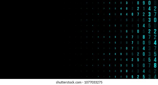A modern design for digital wallpaper design. Concept business background. Abstract technical background of neon numbers on black. Illustration of the concept of a hacker. Computer code data. Vector.
