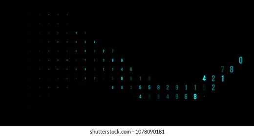 A modern design for digital wallpaper design. Concept business background. Abstract technical background of neon numbers on black. Illustration of the concept of a hacker. Computer code data. Vector.