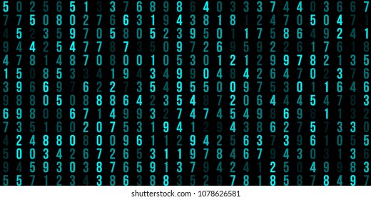 A modern design for digital wallpaper design. Concept business background. Abstract technical background of neon numbers on black. Illustration of the concept of a hacker. Computer code data. Vector.