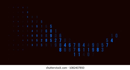 A modern design for digital wallpaper design. Concept business background. Abstract technical background of blue numbers on black. Illustration of the concept of a hacker. Computer code data. Vector.