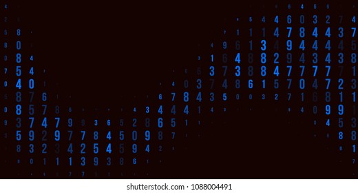 A modern design for digital wallpaper design. Concept business background. Abstract technical background of blue numbers on black. Illustration of the concept of a hacker. Computer code data. Vector.