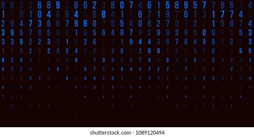 A modern design for digital wallpaper design. Concept business background. Abstract technical background of blue numbers on black. Illustration of the concept of a hacker. Computer code data. Vector.