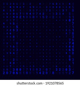 A modern design for digital wallpaper design. Concept business background. Abstract technical background of neon numbers on black. Illustration of the concept of a hacker. Computer code data. Vector.