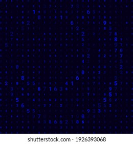 A modern design for digital wallpaper design. Concept business background. Abstract technical background of neon numbers on black. Illustration of the concept of a hacker. Computer code data. Vector.