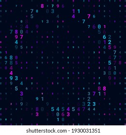A modern design for digital wallpaper design. Concept business background. Abstract technical background of neon numbers on black. Illustration of the concept of a hacker. Computer code data. Vector.