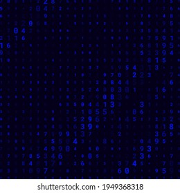Un diseño moderno para el diseño digital de papel pintado. Concepto de fondo de negocio. Resumen del fondo técnico de los números de neón en negro. Ilustración del concepto de hacker. Datos de código de equipo. Vector.