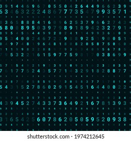 A modern design for digital wallpaper design. Concept business background. Abstract technical background of neon numbers on black. Illustration of the concept of a hacker. Computer code data. Vector.