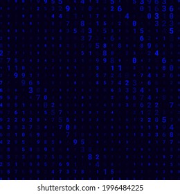 A modern design for digital wallpaper design. Concept business background. Abstract technical background of neon numbers on black. Illustration of the concept of a hacker. Computer code data. Vector.