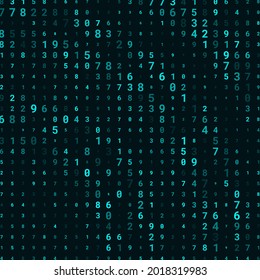 Modernes Design für digitales Bildschirmhintergrund. Konzept für den geschäftlichen Hintergrund. Abstrakter technischer Hintergrund von Neonzahlen auf Schwarz. Illustration des Begriffs des Hackers. Computercodedaten. Vektorgrafik.