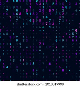 A modern design for digital wallpaper design. Concept business background. Abstract technical background of neon numbers on black. Illustration of the concept of a hacker. Computer code data. Vector.