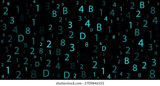 A modern design for digital wallpaper design. Concept business background. Abstract technical background of neon numbers on black. Illustration of the concept of a hacker. Computer code data. Vector.